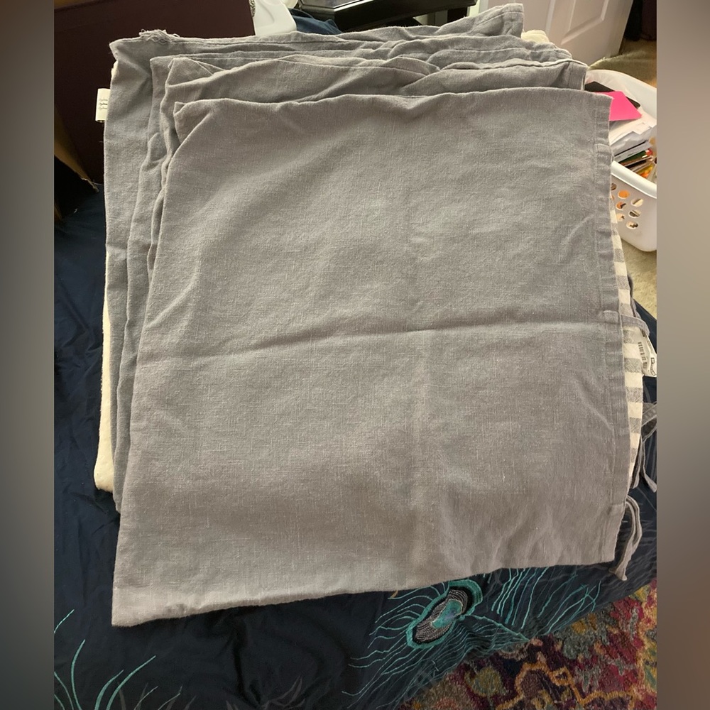 IKEA Ursula 26x26 gray pillow covers with ties